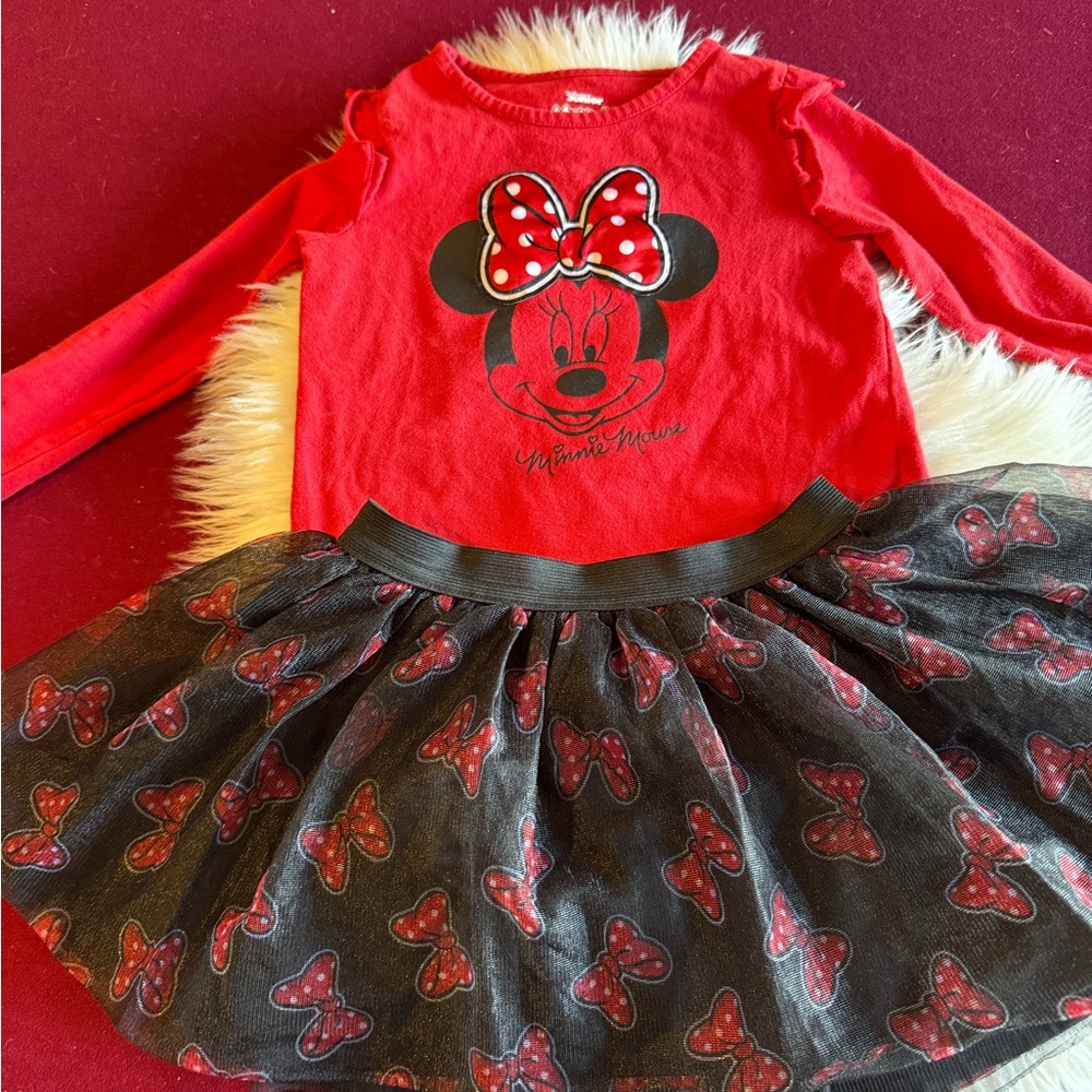 Disney Red and Black Dance Costume with Minnie Mouse Design (2 pieces)